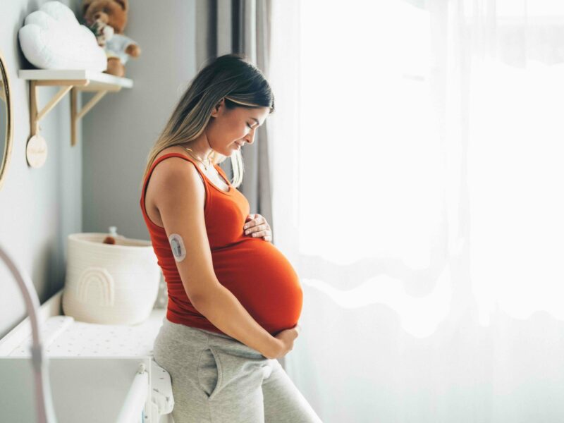 Young woman with diabetes enjoying the last month of her pregnancy